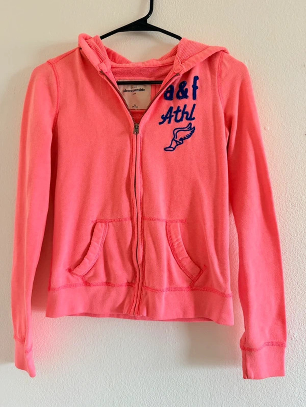 Abercrombie & Fitch Girls Hot Pink Zip Up Hoodie Sweatshirt Size XL